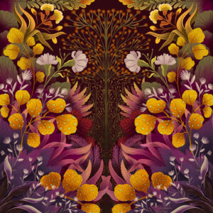 Lenço Folhagem Rosa