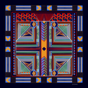 Lenço Geométrico em tons Azuis